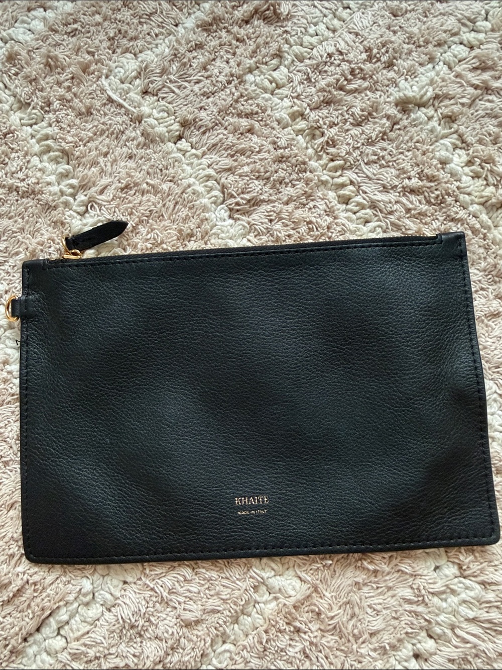 Khaite Black Leather Zip Pouch